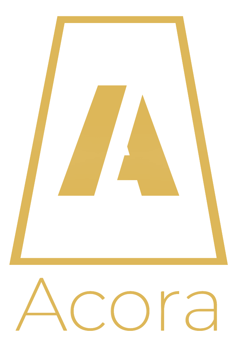 Acora brand emblem in gold