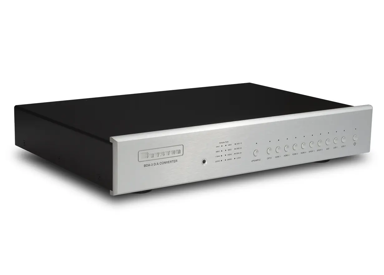 A sleek black and silver electronic device with multiple ports and buttons.