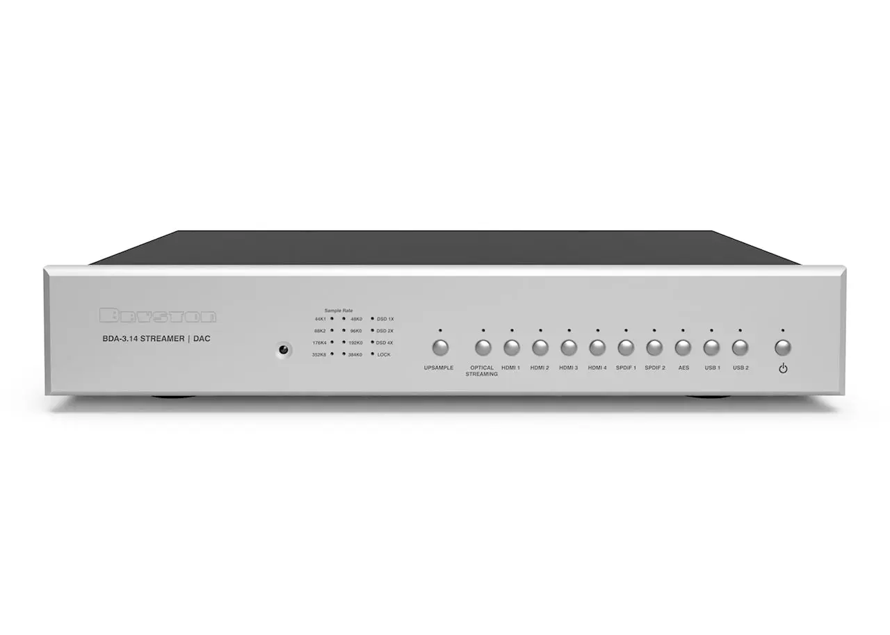 A silver network switch with multiple ports and indicator lights.