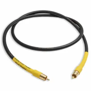 Yellow RCA audio cable with black cord.