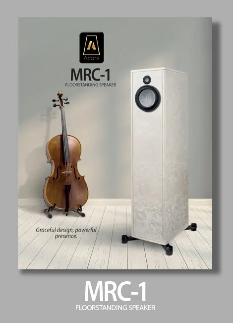 Violin displayed beside a white speaker on wheels in a modern room.