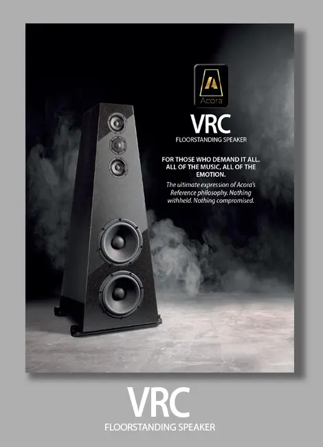 Black VRC speaker emitting smoke with text overlay.