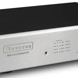 A sleek Bryston audio D/A converter with a modern design.