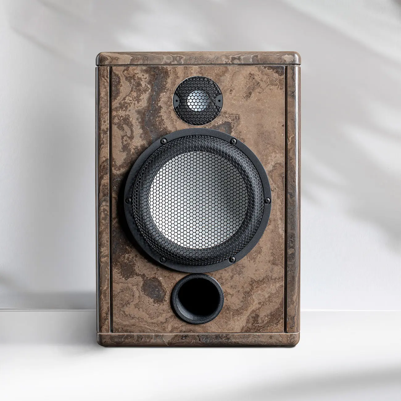 Wooden speaker with a vintage design and two drivers.